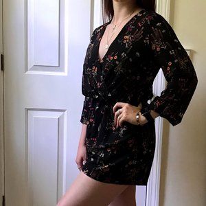 Black floral romper